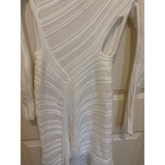 NEW Pretty Garbage White Fitted Knit Sweater Dress Small BodyCon - Picture 3 of 6